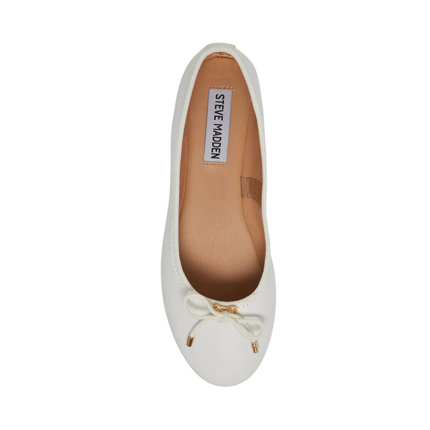 White Steve Madden Blossoms Leather Women's Ballet Flats | PH 5189WIY